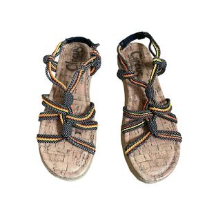 Circus by Sam Edelman Cork Wedge Espadrille Sandals Women Size 7.5 Colorful Rope